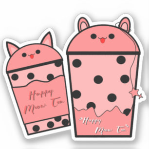 Adesivo Kawaii Meow Tea Vinyl Sticker