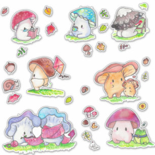 Adesivo Kawaii Mushroom Friends Sticker Assortion