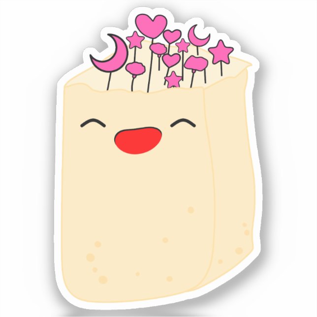 Adesivo Kawaii Nature Flower in Paper Bag Vinyl Sticker (Frente)