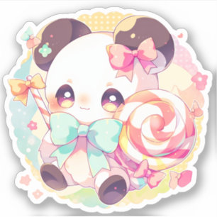 Adesivo Kawaii Panda ama Lollipop
