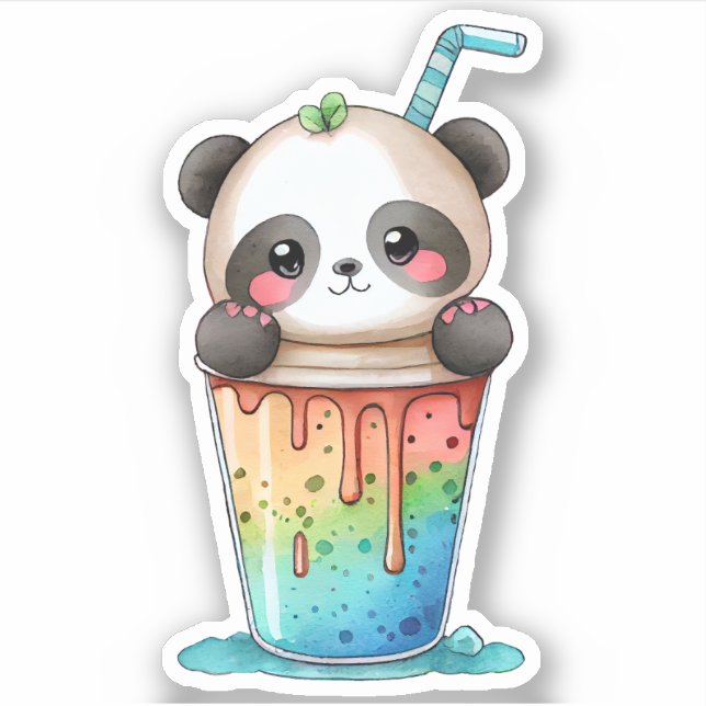 Adesivo Kawaii Panda Drink (Frente)