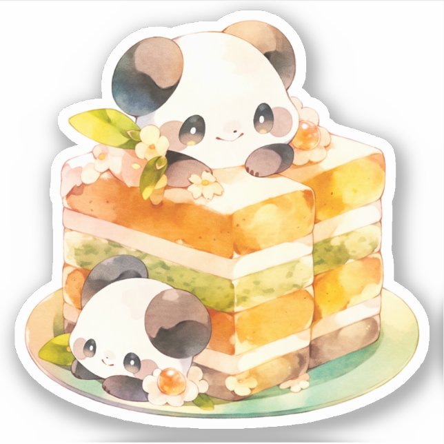 Adesivo Kawaii Panda e Bolo (Frente)