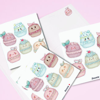 Adesivo kawaii Pastel aquarela francês Macarons