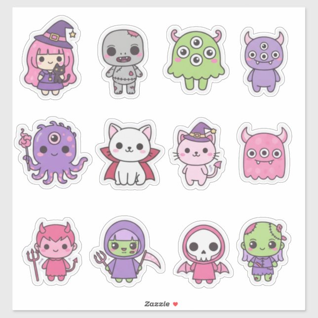 Adesivo Kawaii Pastel Monster Mash Sticker Pack (Folha)
