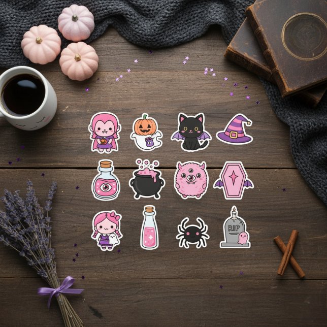 Adesivo Kawaii Pastel Vampire & Friends Sticker Pack (Adorable Spooky Halloween Decals)