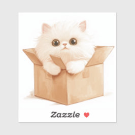 Adesivo Kawaii Persian Cat Sat em um Laptop de caixa