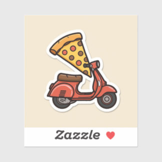 Adesivo Kawaii Pizza Delivery Scooter Sticker