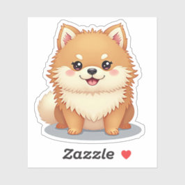 Adesivo Kawaii Pomeranian, Arco charmoso-Uau, pequeno