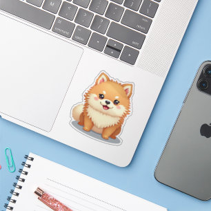 Adesivo Kawaii Pomeranian, Arco charmoso-Uau, pequeno