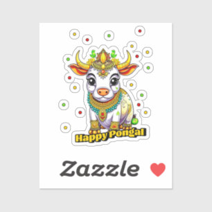 Adesivo Kawaii Pongal - Vaca Decorada