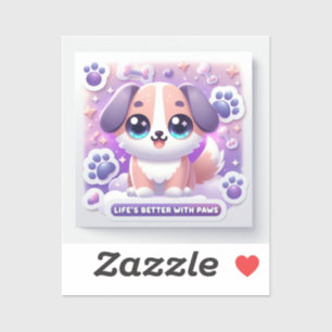 Adesivo Kawaii Puppy Life's better with Paws Dog Decal