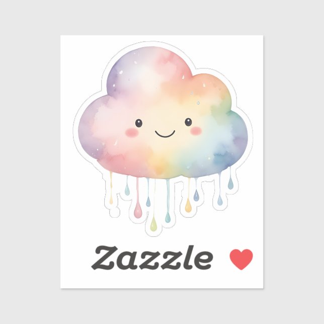 Adesivo Kawaii Rainbow Cloud Sticker (Folha)