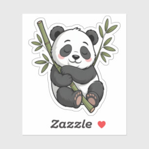 Adesivo Kawaii Sleeping Panda em Bambu