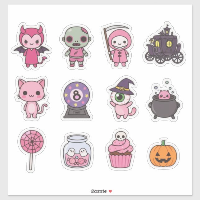 Adesivo Kawaii Spooky Carruagem Sticker Pack (Folha)