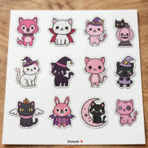 Kawaii Spooky Cat Sticker Pack