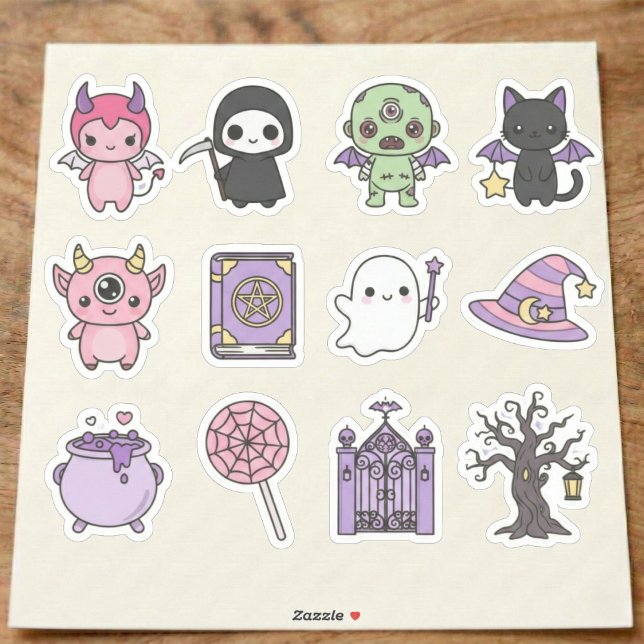 Adesivo Kawaii Spooky & Cute Halloween Sticker Pack (Friendly ghosts and enchanting little monsters.)