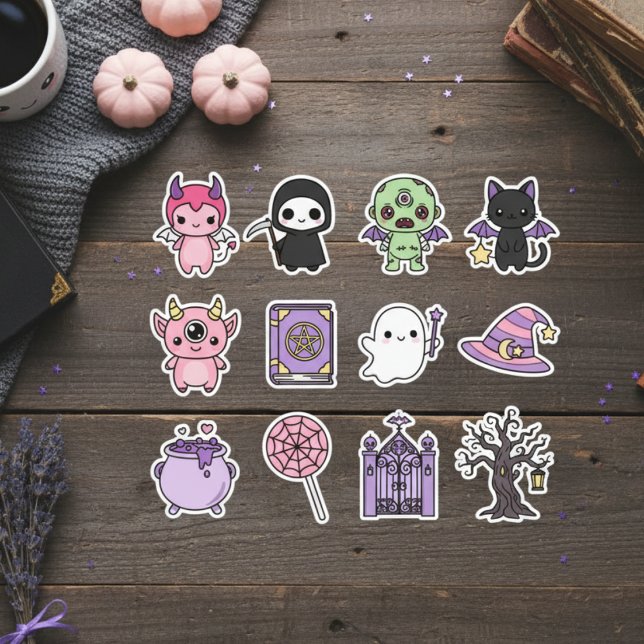 Adesivo Kawaii Spooky & Cute Halloween Sticker Pack (Pastel Monster Mashup Sticker Pack)