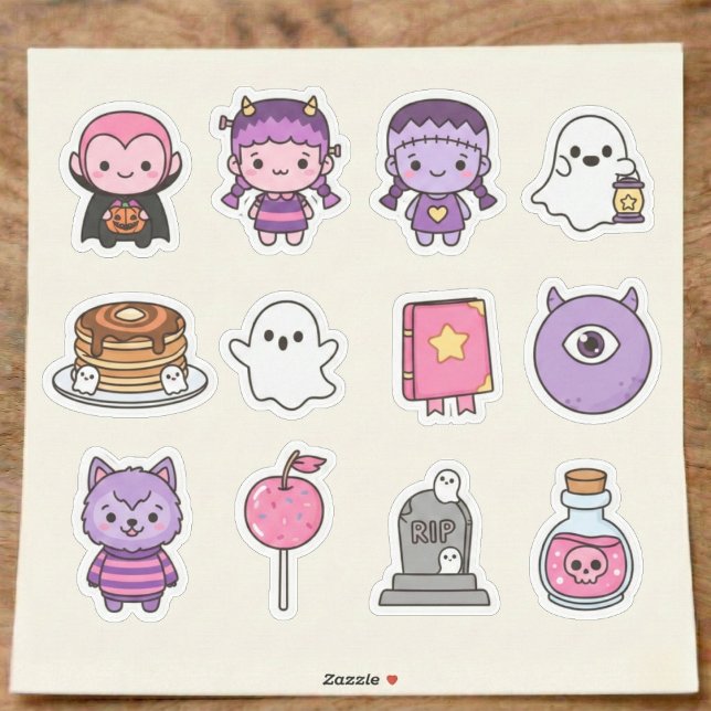 Adesivo Kawaii Spooky Sweethearts Sticker Pack (Sweet pastel monsters for your everyday items.)
