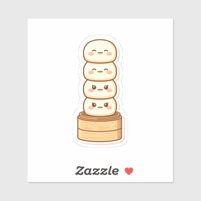 Adesivo Kawaii Stacked Dumpling Bamboo Steamer (Folha)