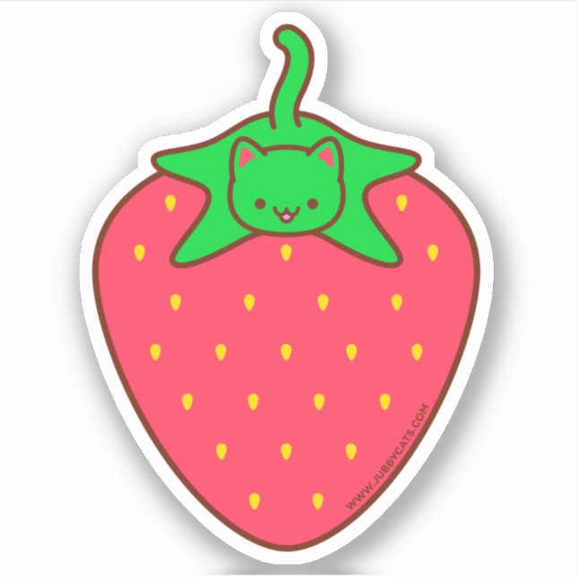 Adesivo Kawaii STRAWBERRY CAT Sticker (Frente)