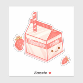 Adesivo Kawaii Strawberry Milk Carton - Cute Aesthetic Art