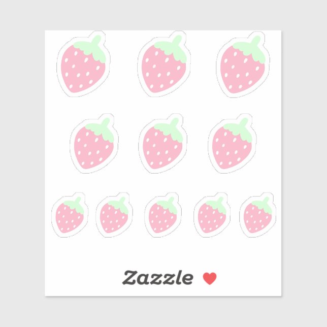 Adesivo Kawaii Strawberry Sticker (Folha)
