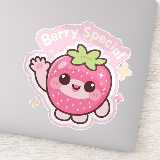 Adesivo Kawaii Strawberry Sticker – Decor for Laptop (Detalhe)