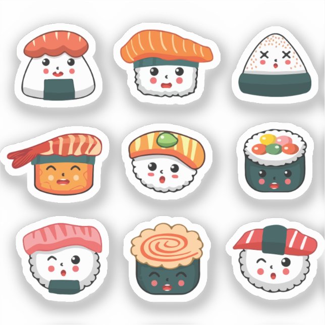 Adesivo Kawaii sushi  (Frente)