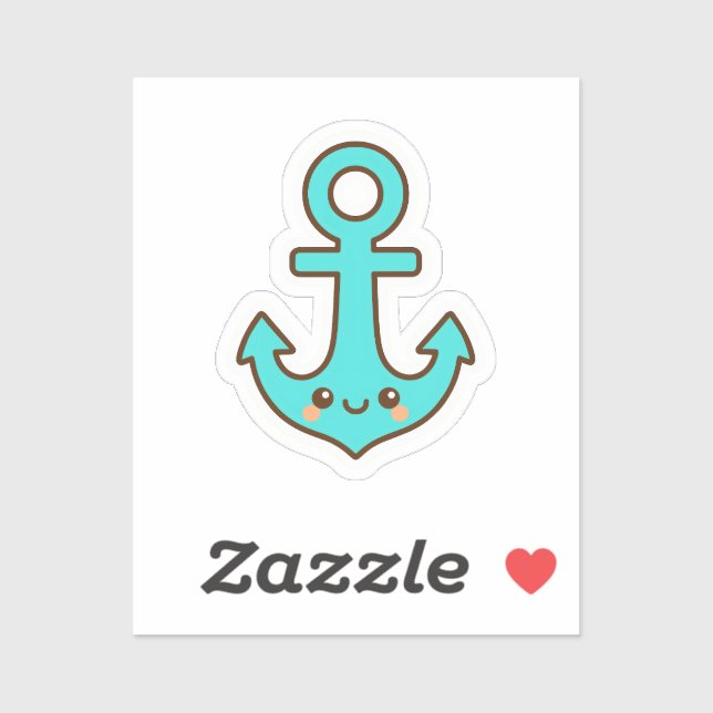 Adesivo Kawaii Turquoise Anchor - Whimsical & Cheerful (Folha)