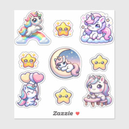 Adesivo Kawaii Unicorn Fantasy Sticker Pack