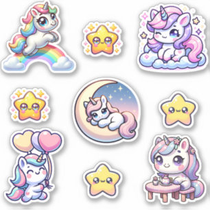 Adesivo Kawaii Unicorn Fantasy Sticker Pack
