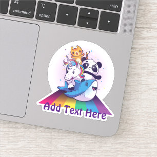 Adesivo Kawaii Unicorn Gato Tubarão-Panda Urso Formatado