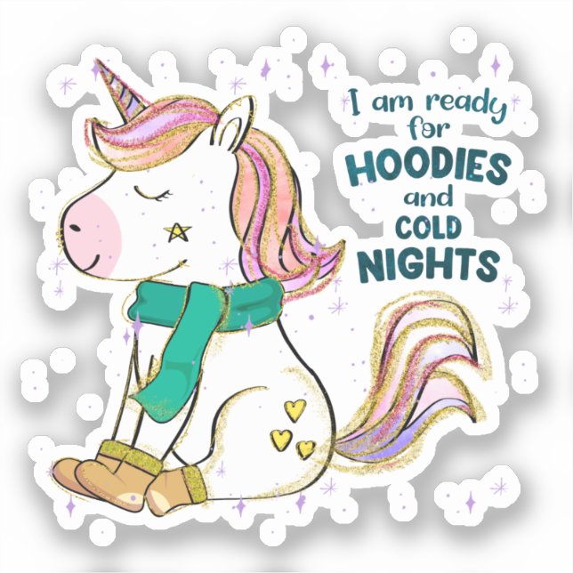 Adesivo Kawaii Unicorn | Inverno e Hoodies (Frente)