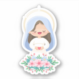 Adesivo Kawaii Virgem Maria Sagrado Coração