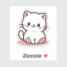 Kawaii White Kitten com Cheeks Rosa