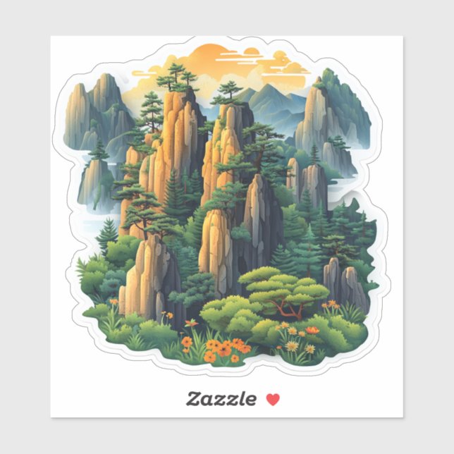 Adesivo Kawaii Zhangjiajie Pico de PapelCortar (Folha)