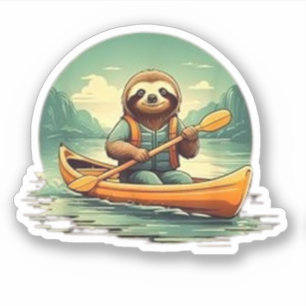 Adesivo Kayaking Sloth Canoé Amam Animais Engraçados Vinta