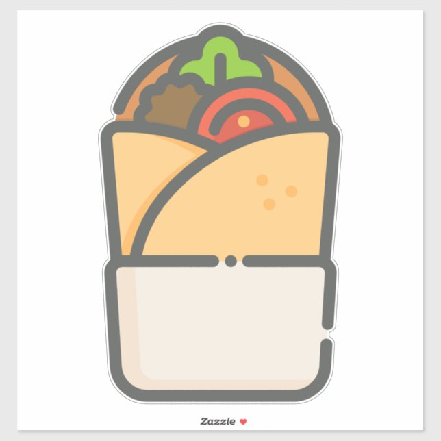 Adesivo Kebab Sticker – Fun Street‑Food Illustration (Folha)