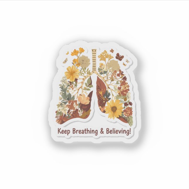 Adesivo Keep Breathing & Believing - Floral Lungs Sticker (Frente)