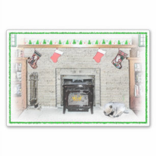 Adesivo Keeshond Christmas Puppy Dog by Lareira Painting