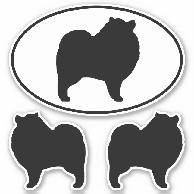 Adesivo Keeshond Dog Silhouettes Kees Vinyl Sticker Set (Frente)