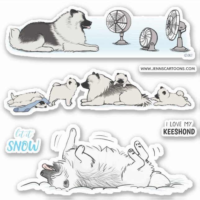 Adesivo Keeshond Keeshonden Keesies Cães Vinil Sticker Set (Frente)
