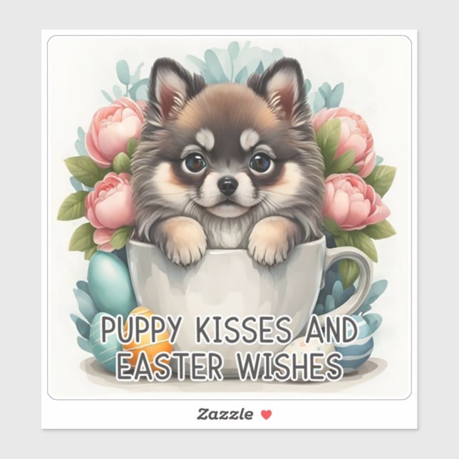 Adesivo Keeshond Kisses Páscoa Deseja - Páscoa Sticker (Folha)