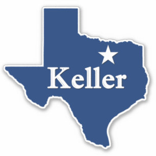Adesivo Keller, TX Texas Map Outline com Lone Star DFW