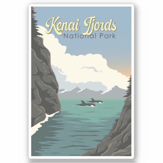 Adesivo Kenai Fjords National Park Ilustração Viagem Art (Frente)