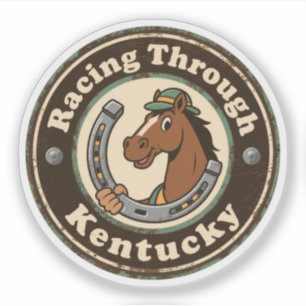 Adesivo Kentucky Derby Charm_ Horse com Jockey Hat