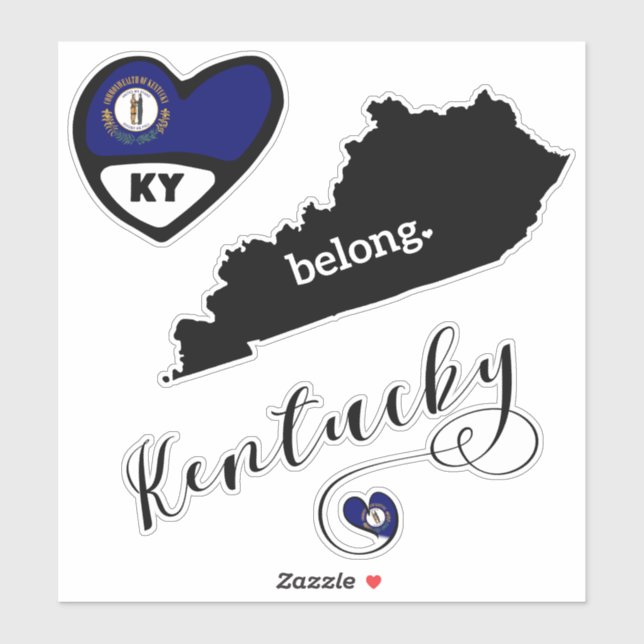 Adesivo Kentucky Love, 3 Designs, Die Cut Stickers (Folha)
