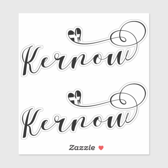 Adesivo Kernow Flag em Heart, Cornish, Cornwall (Folha)