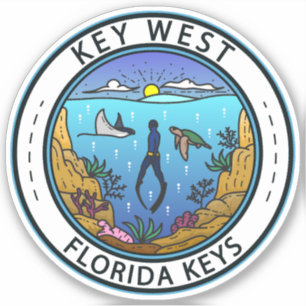 Adesivo Key West Florida Scuba Retro Emblem