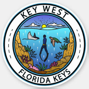 Adesivo Key West Florida Scuba Retro Emblem